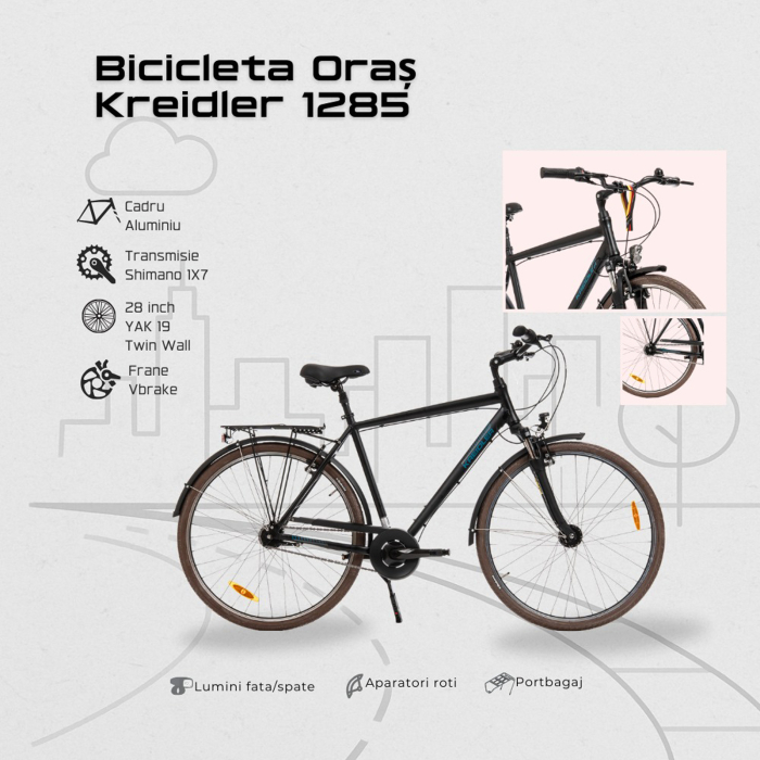 Bicicleta oras 28" KREIDLER Raise RT6 Man, cadru aluminiu, manete revoshift, frane V-Brake, 7 viteze [13]