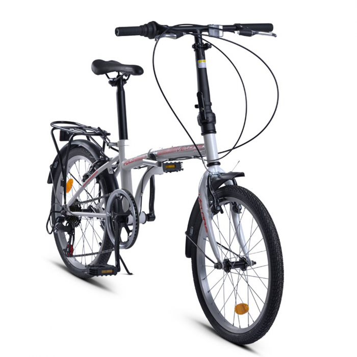 Bicicleta pliabila 20" VELORS Polo V2053, cadru otel, frane V-Brake, 7 viteze, alb/rosu [2]