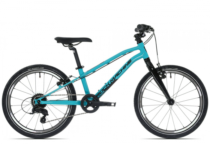 Bicicleta copii MTB-HT 20" ROCK MACHINE Thunder 20 VB, cadru aluminiu 10", manete revoshift, frane V-Brake, 7 viteze, Jade Blue [2]