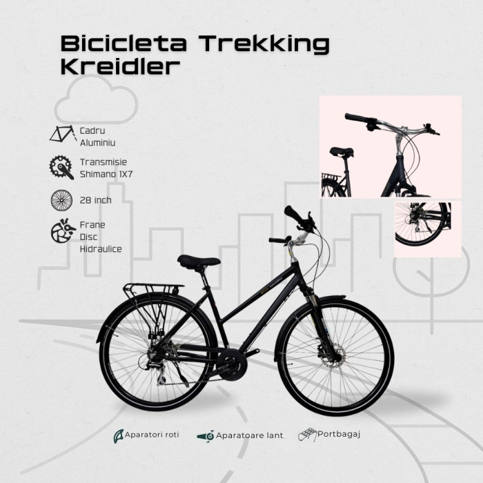 Bicicleta Trekking Kreidler - 28 Inch, L, Negru [5]