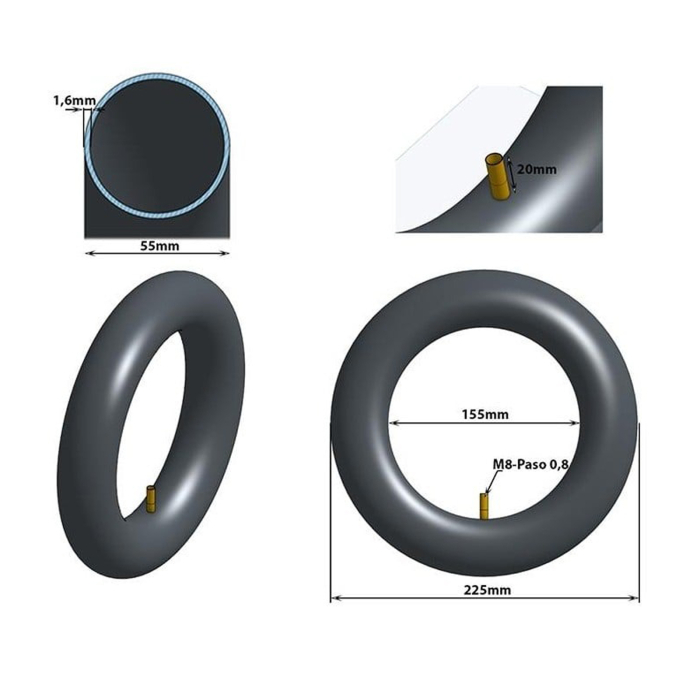 Camera trotineta electrica 6"x2,125 (50-156) VR, valva AV 20 mm [4]