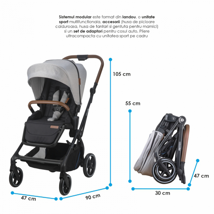 Carucior modular 2in1 COCCOLLE Saliara Greystone [21]