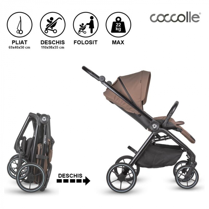 Carucior modular 2in1 Coccolle Serry Light taupe+ Scoica auto iSize Coccolle Knox Greystone [14]