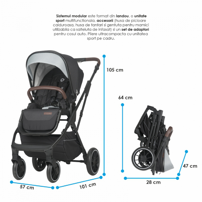 Carucior modular 2in1 COCCOLLE Silene Diamond black [15]