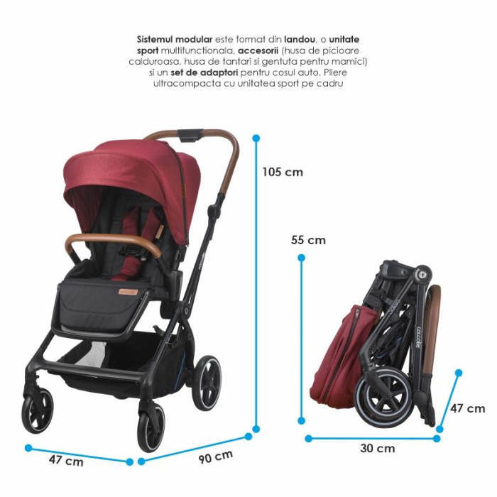 Carucior modular 3in1 Coccolle Saliara Cabernet+ Scoica auto iSize Coccolle Knox Black [27]