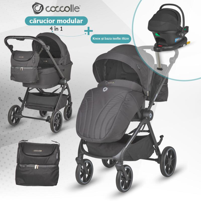 Carucior modular 4in1 COCCOLLE Serry cu scoica auto iSize COCCOLLE Knox Black si baza isofix iSize COCCOLLE Knox [2]