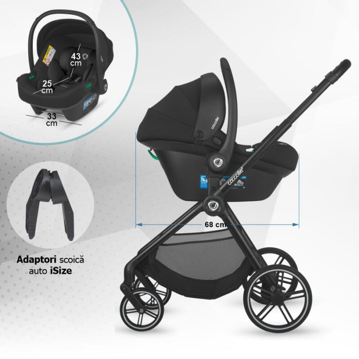 Carucior modular 4in1 Coccolle Serry Jet black cu Scoica auto iSize Coccolle Knox Black si Baza isofix iSize Coccolle Knox [10]