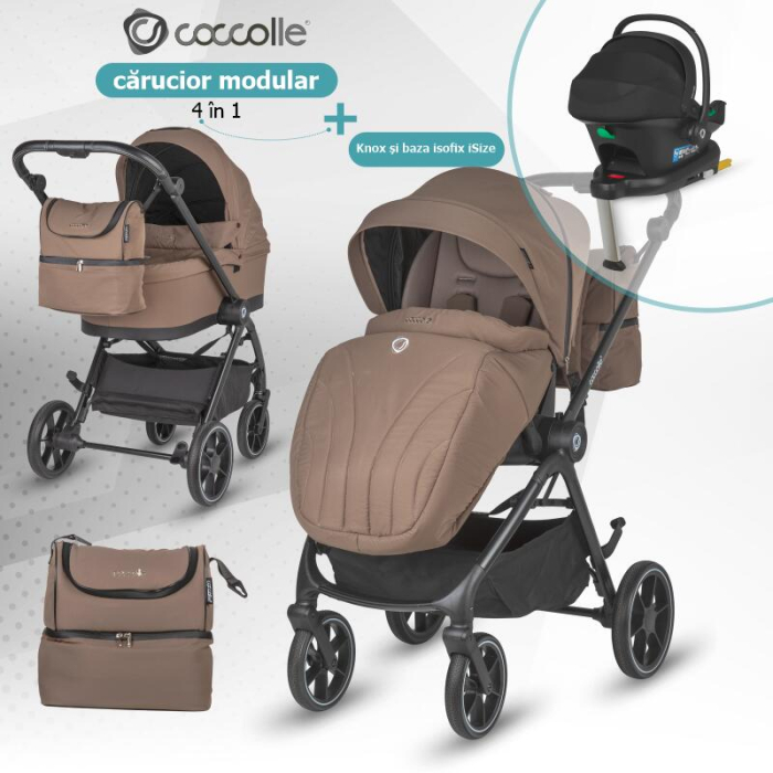 Carucior modular 4in1 Coccolle Serry Light Taupe cu Scoica auto iSize Coccolle Knox Black si Baza isofix iSize Coccolle Knox [2]