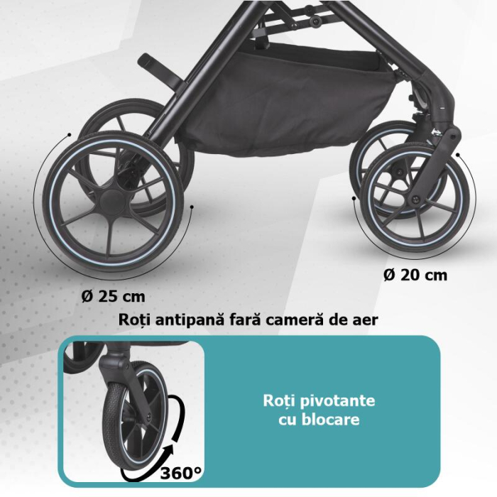 Carucior modular 4in1 Coccolle Serry Moss green cu Scoica auto iSize Coccolle Knox Black si Baza isofix iSize Coccolle Knox [20]