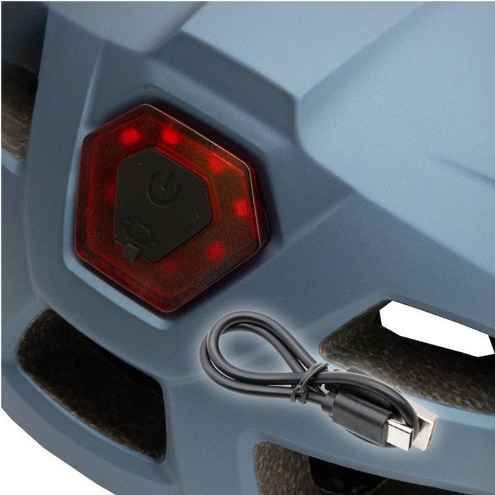 Casca ciclism cu lumini fata/spate E.WHEEL CP04, albastru, marime M (54-58 cm) [4]