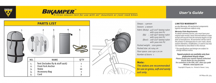 Cort individual pentru calatorii TOPEAK Bikamper TBP001 [8]