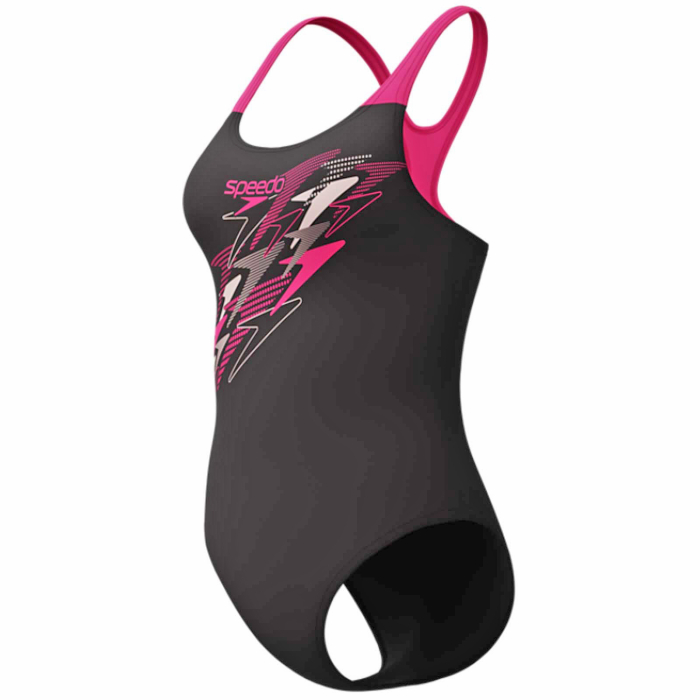 Costum inot femei SPEEDO Medley Logo Medalist Endurance+, rezistent la clor, negru/roz [6]