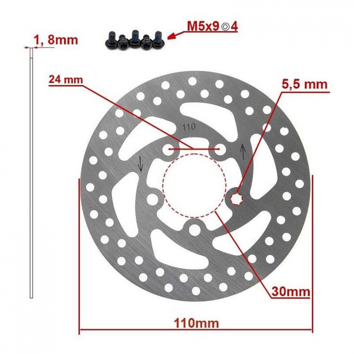 Disc frana FIVESTARS DV5, 110 mm, pentru XIAOMI Essential si 1S [3]
