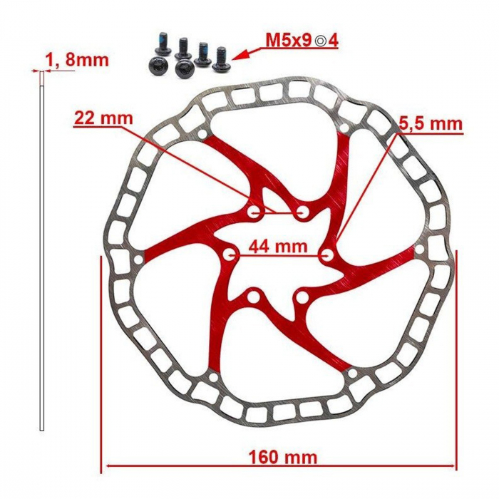 Disc frana E.Wheel EWD001, 160 mm/6 suruburi [3]