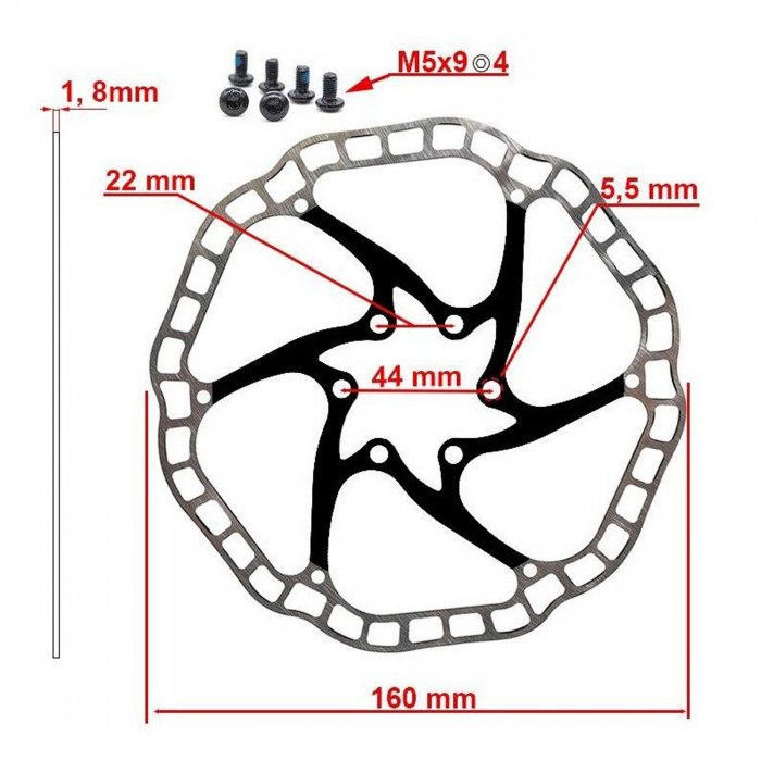 Disc frana E.Wheel EWD001, 160 mm/6 suruburi [3]