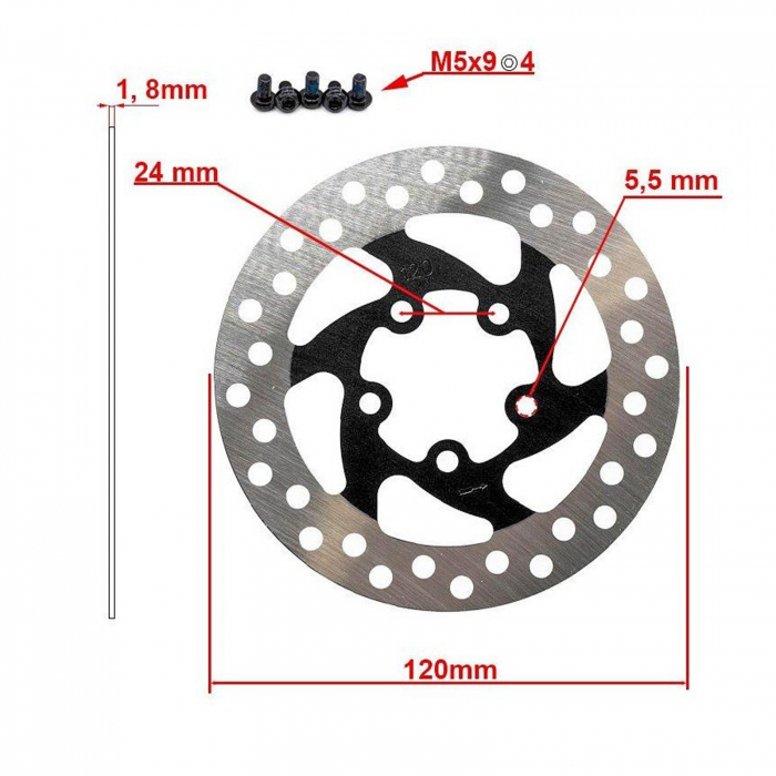 Disc frana FIVESTARS eWheels, 120 mm/5 suruburi [2]
