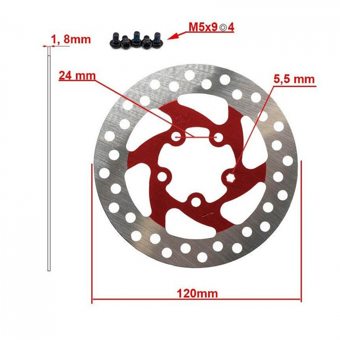 Disc frana FIVESTARS eWheels, 120 mm/5 suruburi [3]