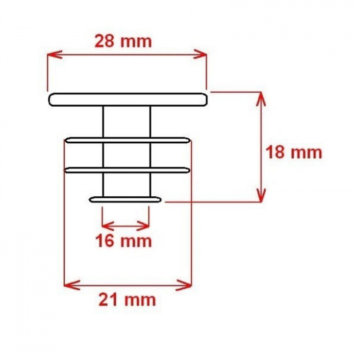 Dop ghidon FORCE PVC 20 mm, negru (1 buc) [2]