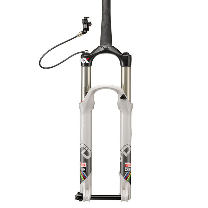 Furca 26" ROCKSHOX Sid XX WC D-Air, X-Remote, gat 1 1/8", suspensie pe aer, cursa 100 mm, prindere frane disc, alba [2]