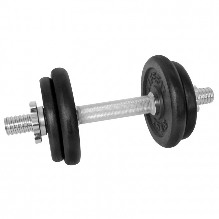 Gantera 10 kg LIFEFIT, set 4 discuri, negru/argintiu [2]