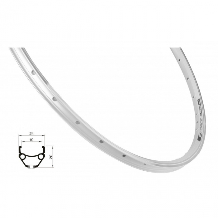 Janta 28" FORCE Classic, aluminiu dubla, 32H (622x19), profil frane V-Brake, argintie [1]