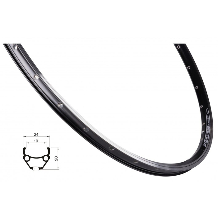 Janta 28" FORCE Classic, aluminiu dubla, 36H, profil frana V-Brake, negru [1]