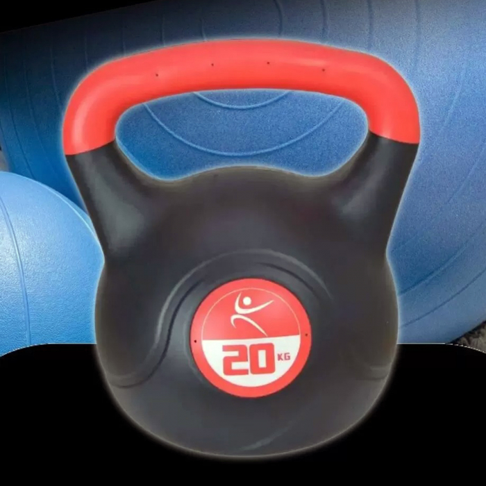 Kettlebell vinyl LIFEFIT 20 kg, negru/rosu [3]