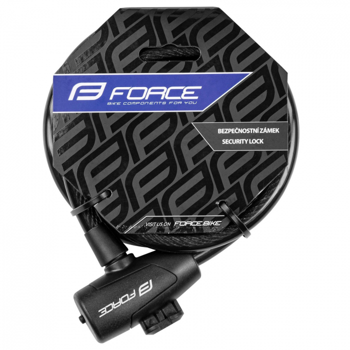 Antifurt FORCE Strong spirala 180cm/1.2 cm cu suport, negru [2]