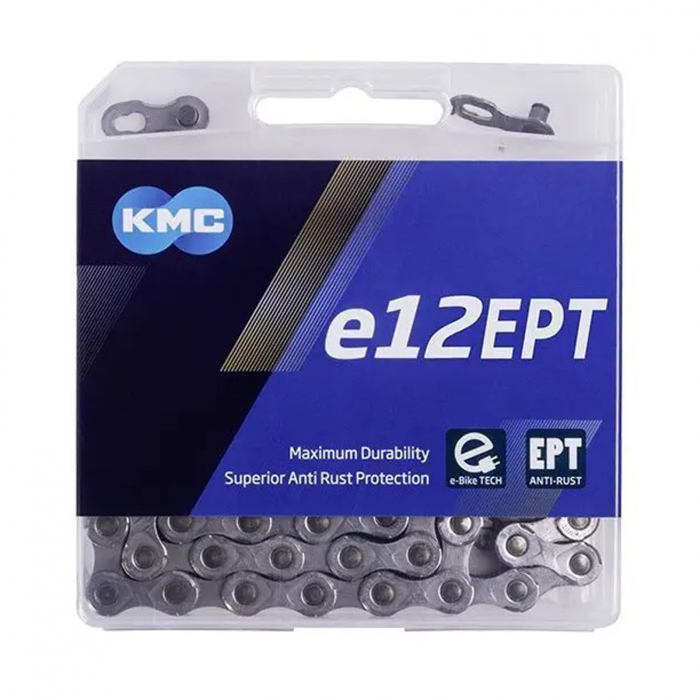 Lant bicicleta E-Bike KMC E12 EPT, 130 zale, za rapida, compatibil 12 viteze, argintiu [2]
