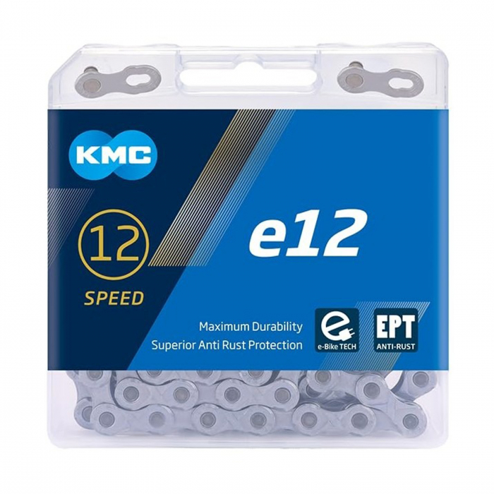 Lant KMC e12 Silver/Black, 126 zale, za rapida, compatibil 12 viteze, argintiu [2]