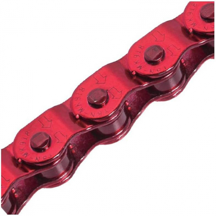 Lant KMC K710, 100 zale asimetrice anti-drop, compatibil BMX single speed, rosu [2]