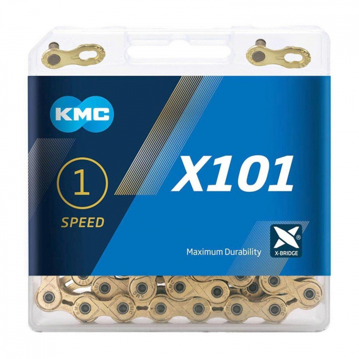 Lant KMC X101 Gold, 112 zale, za rapida, compatibil single speed, auriu [2]