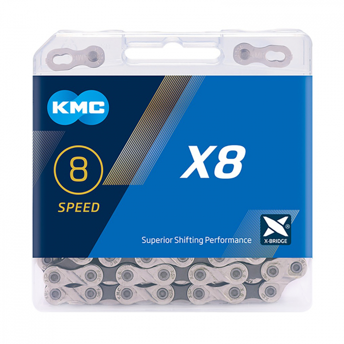 Lant KMC X8, 114 zale, za rapida, compatibil 8 viteze, argintiu/gri [2]