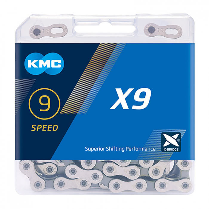 Lant KMC X9 Silver/Grey, za rapida, compatibil 9 viteze, argintiu/gri [2]