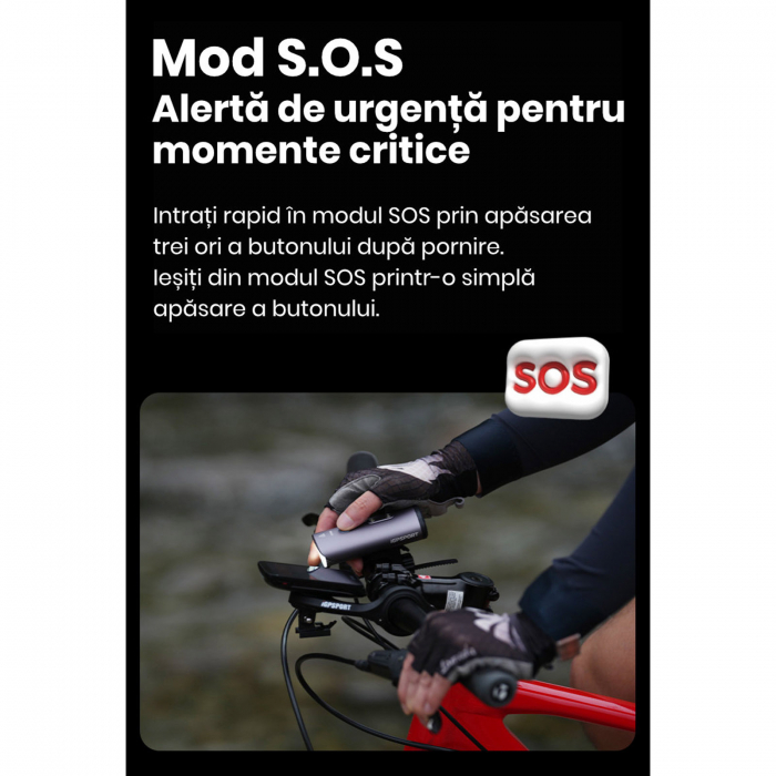 Lumina fata iGPSPORT Smart Front Light VS1800, 1800 lumeni, gri [33]