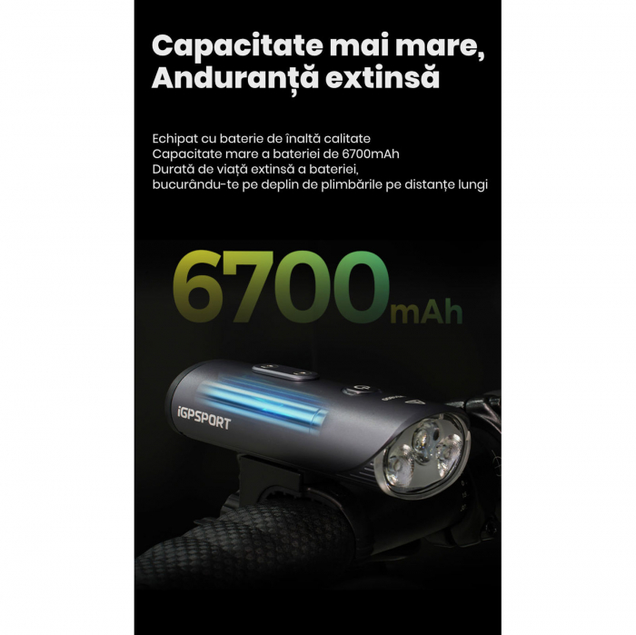 Lumina fata iGPSPORT Smart Front Light VS1800, 1800 lumeni, gri [22]