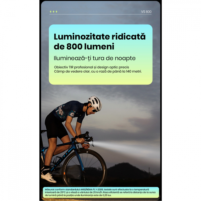 Lumina fata iGPSPORT Smart Front Light VS800, 800 lumeni, gri [14]