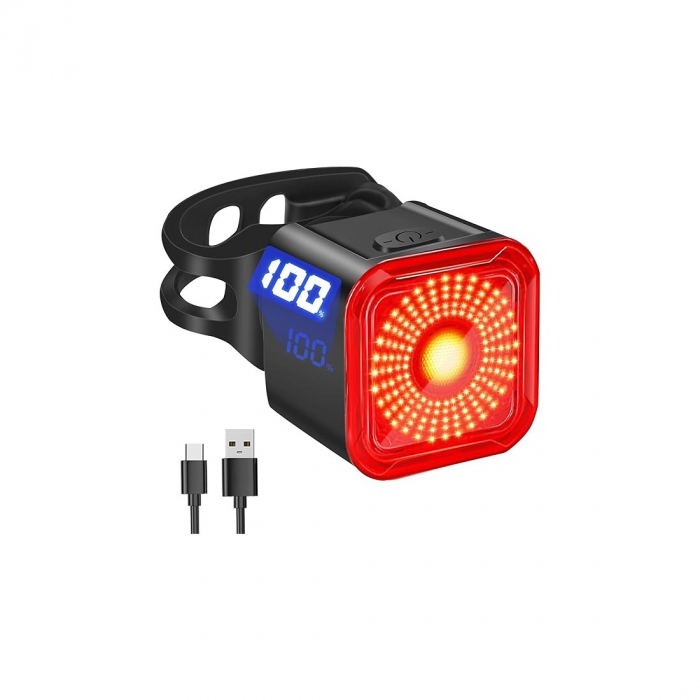 Lumina spate smart Fivestars Brake Sense BTL-100, detectie franare, 500 mAh, USB Type-C, IPX6 [1]