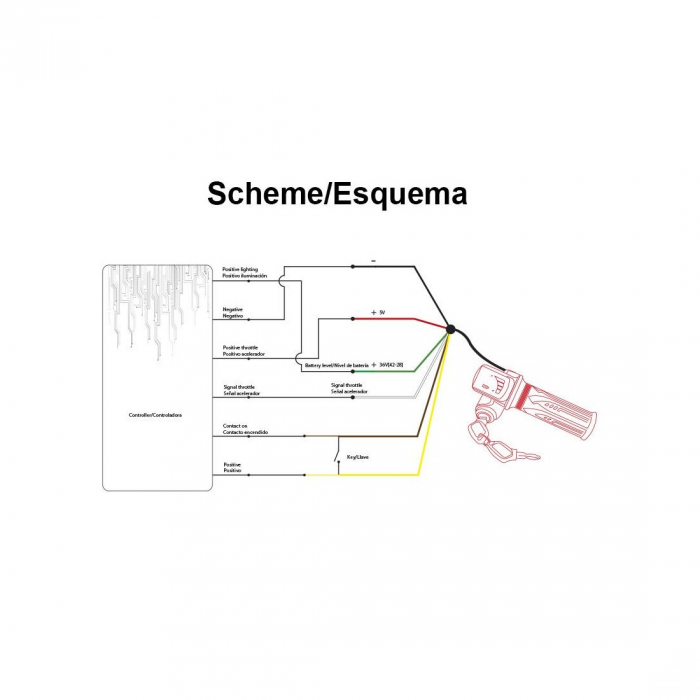 Maneta acceleratie pentru trotinete cu indicator 36V, cheie si conector SM [3]