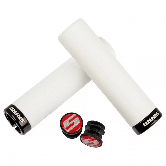 Mansoane SRAM Locking Foam Grips 32/129 mm, spuma alb/negru [2]