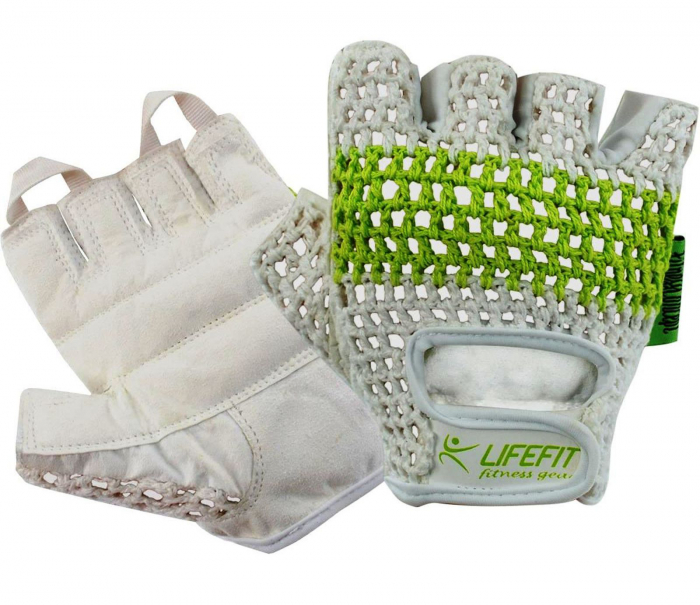 Manusi fitness LIFEFIT, alb/verde, marimea S [1]