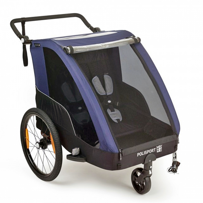 Remorca/Carucior transport copii POLISPORT, negru/albastru [1]