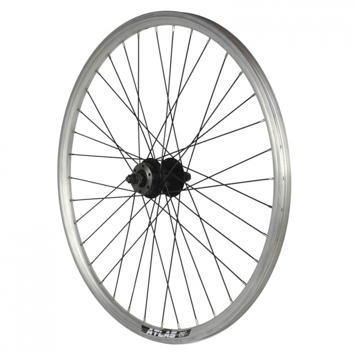 Roata fata 26" CERURIM Atlas, aluminiu dubla, profil frana disc, 36H, argintiu [2]