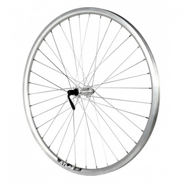 Roata fata 28"x36H CERURIM Atlas (622x18), aluminiu simpla, profil frane V-Brake, butuc Shimano, argintie [2]