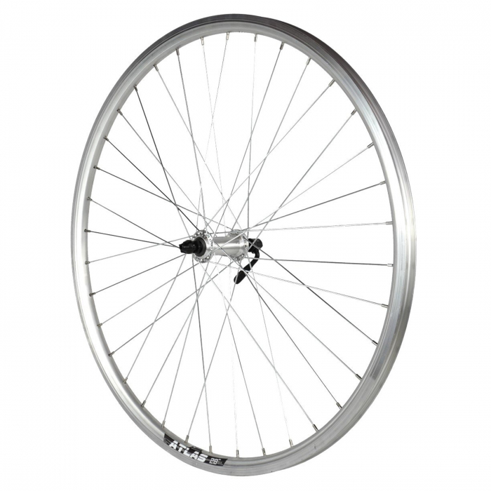 Roata fata 28"x36H CERURIM Atlas (622x18), aluminiu simpla, profil frane V-Brake, butuc Shimano, argintie [3]
