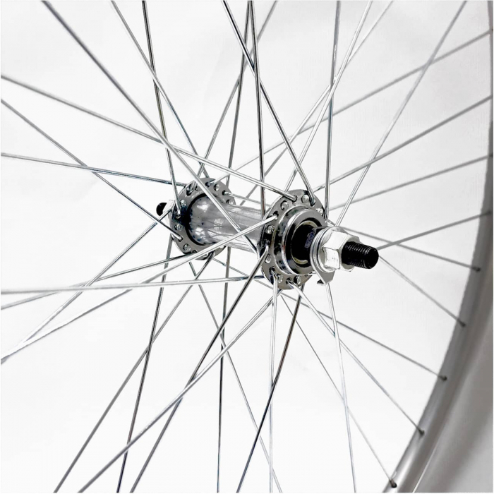 Roata fata 28"x36H CERURIM Atlas (622x18), aluminiu dubla, profil frane V-Brake, argintiu [3]