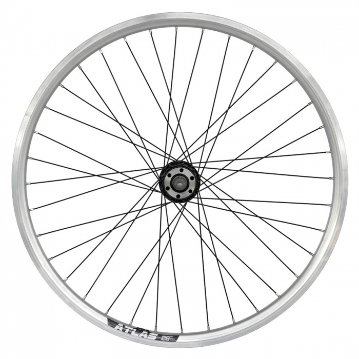 Roata spate 26" CERURIM Atlas, aluminiu dubla, profil frana disc, 36H, argintiu [1]