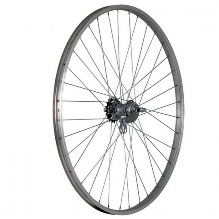 Roata spate 28" CERURIM Lyra, aluminiu simpla, profil frana V-Brake, 36H, butuc torpedo Velosteel, argintiu [2]