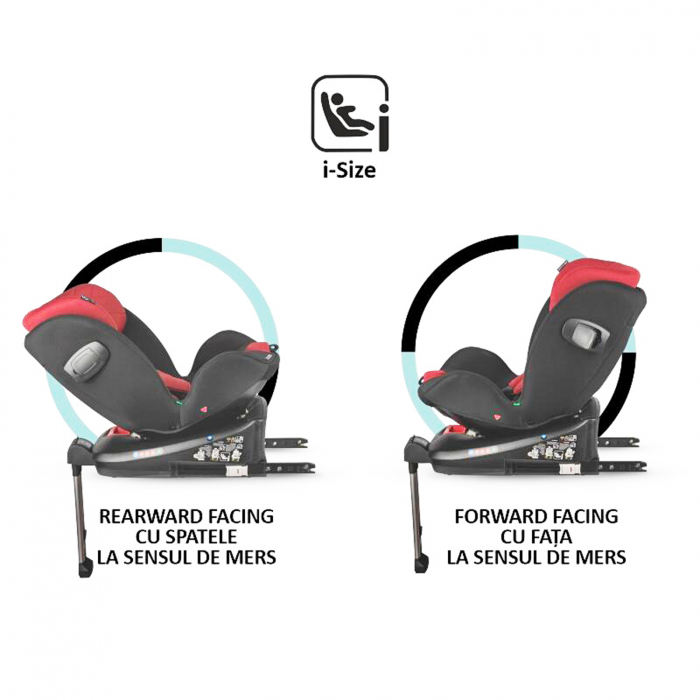Scaun auto iSize 40-150 cm COCCOLLE Vigo Poppy red+COCCOLLE oglinda auto rear-facing [3]