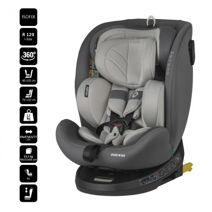 Scaun auto iSize 40-150 cm Coccolle Nova Moonlit grey+Coccolle protectie bancheta auto mica [4]